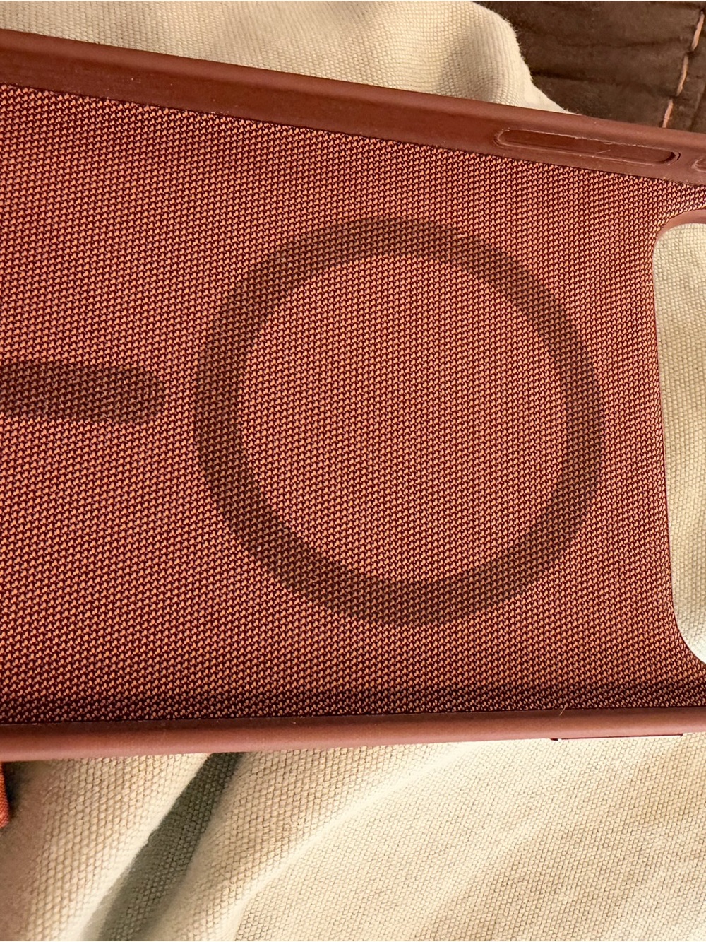 Apple MagSafe-Compatible Textured Phone Case in Rust Red